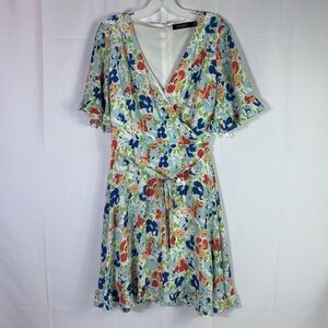 Ralph Lauren Black Label Floral Crepe Faux Wrap Dress Sz 4 Luxury Chic Garden